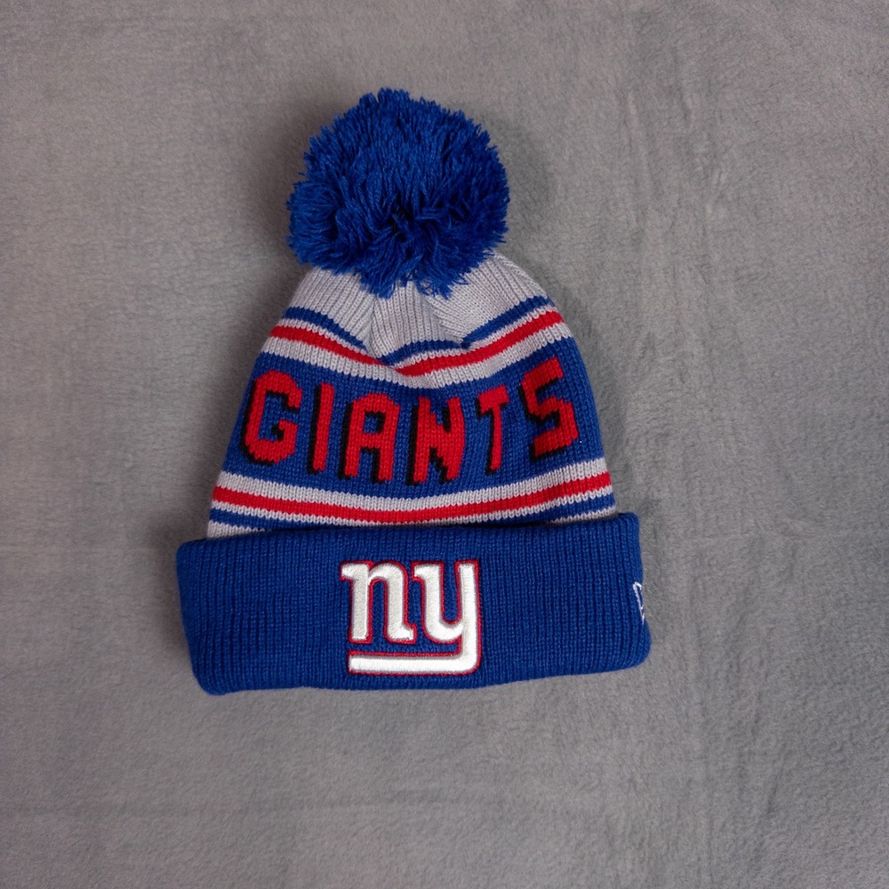 New Era Beanie NFL New York Giants OSFM Blue Excellent Knit Pom Cuffed Hat